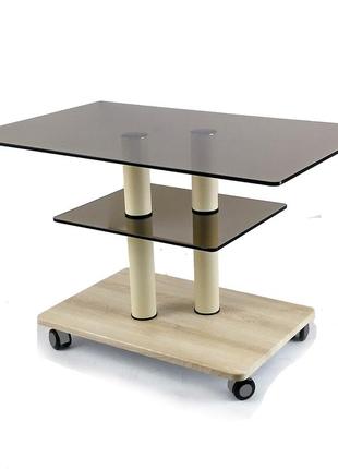 Журнальний столик на коліщатках скло прямокутний commus bravo max p bb-pepel-2bg60