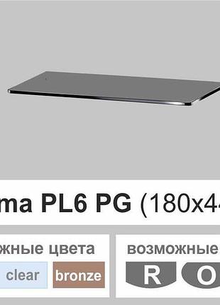Стеклянные полки настенные навесные прямоугольные commus pl6 pg (180х440х6мм)