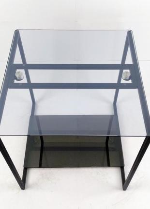 Стол журнальный куб 450 стекло 6 мм прозрачное/графит - черный металл (cub 450 cg-bl)4 фото