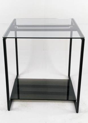 Стол журнальный куб 450 стекло 6 мм прозрачное/графит - черный металл (cub 450 cg-bl)2 фото
