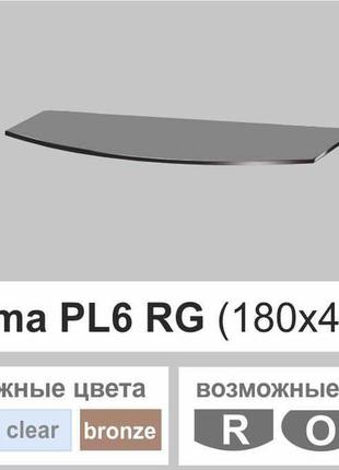 Поличка скло настінна навісна радіусна commus pl6 rg (180х440х8мм)