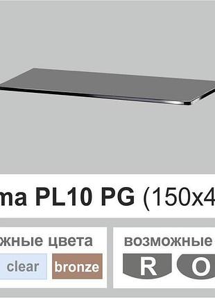 Поличка зі скла навісна прямокутна commus pl10 pg (150х440х6мм)