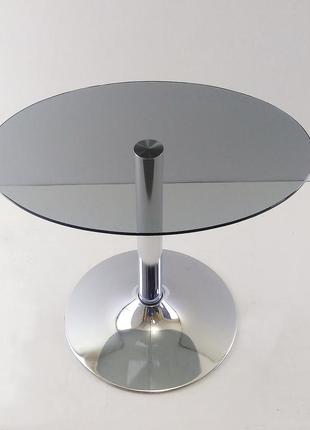 Скляний кавовий стіл commus solo 450 o gray-chrome-chr606 фото