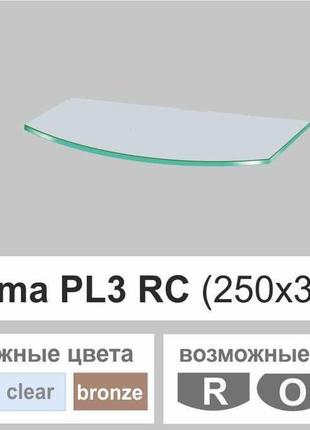 Стеклянные полки настенные навесные радиусные commus pl3 rc (250х360х8мм)
