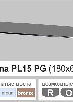 Скляна поличка настінна навісна універсальна прямокутна commus pl15 pg (180х600х8мм)