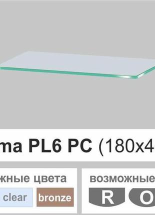 Скляна поличка настінна навісна прямокутна commus pl6 pc (180х440х8мм)