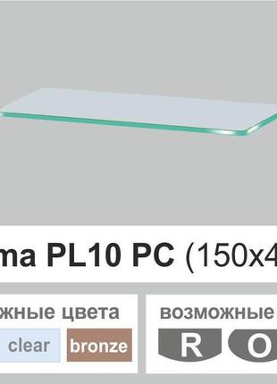 Поличка скляна настінна прямокутна commus pl10 pc (150х440х6мм)1 фото