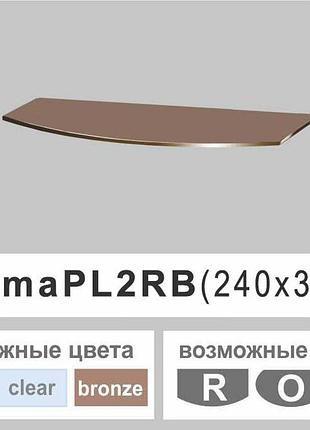 Скляна поличка навісна радіусна commus pl2 rb (240х350х6мм)