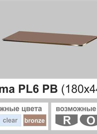 Полиці скло настінні навісні прямокутні commus pl6 pb (180х440х6мм)