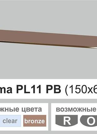 Полочка стеклянная настенная навесная прямоугольная commus pl11 pb (150х600х6мм)