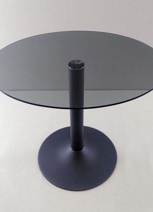 Скляний кавовий стіл commus solo 450 o gray-black-blm605 фото