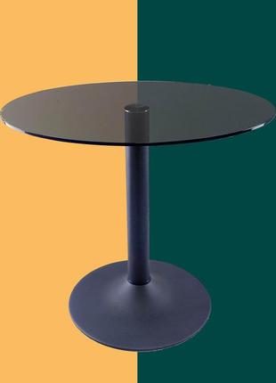 Скляний кавовий стіл commus solo 450 o gray-black-blm602 фото
