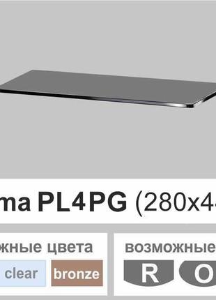 Скляні полиці настінні навісні прямокутні commus pl4 pg (280х440х8мм)