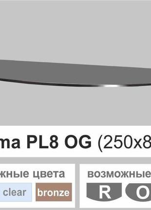 Полочка из стекла настенная навесная овальная commus pl8 og (250х800х8мм)