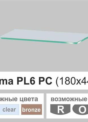 Скляна поличка настінна навісна прямокутна commus pl6 pc (180х440х6мм)