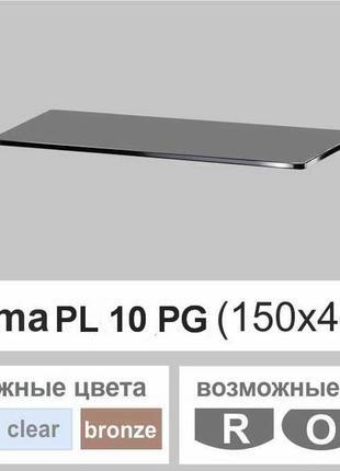 Поличка зі скла настінна навісна прямокутна commus pl10 pg (150х440х8мм)