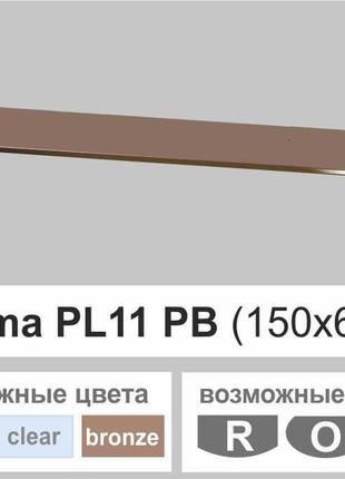 Полочка стеклянная настенная навесная прямоугольная commus pl11 pb (150х600х8мм)1 фото