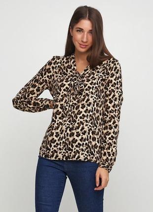 Женская, блузка, нарядная, вискозная, леопардовая, размер 40/eur34