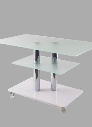 Стол журнальный стекло прямоугольный commus bravo max p ss-white-2chr60