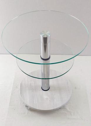 Стеклянный стол круглый commus bravo light425 k clear-sosnak-chr604 фото