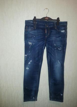Оригинальные укороченные стрейчевые джинсы в краске dsquared