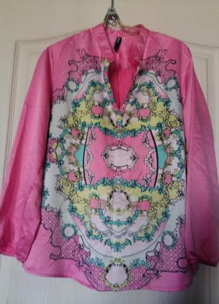 Розовая свободная блуза широкие рукава восток flame l-xl