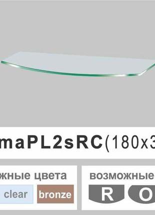 Полочка из стекла настенная навесная радиусная commus pl2s rc (180х350х6мм)