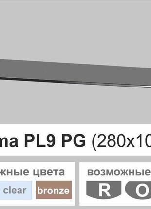 Скляні полиці настінні навісні універсальні прямокутні commus pl9 pg (280х1000х8мм)