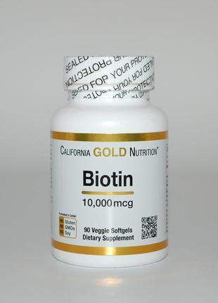 Біотин, california gold nutrition, 10000 мкг, 90 капсул1 фото