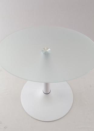 Стеклянный кофейный стол commus solo 450 o satin-white-wtm605 фото