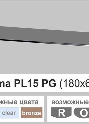 Скляна поличка настінна навісна універсальна прямокутна commus pl15 pg (180х600х8мм)