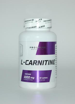 Л-карнітин, l-carnitine, progress nutrition, 1000 mg, 30 таблеток1 фото