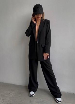 Женский брючный костюм пиджак прямого кроя + брюки палаццо9 фото