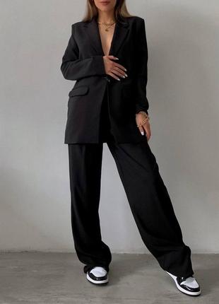 Женский брючный костюм пиджак прямого кроя + брюки палаццо8 фото