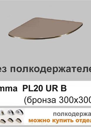 Полиця скляна настінна навісна кутова радіусна commus pl20 urb(300x300х6)1 фото