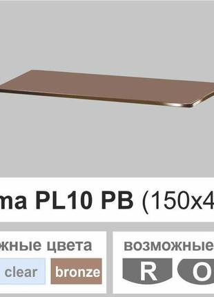 Поличка скло настінна навісна прямокутна commus pl10 pb (150х440х8мм)