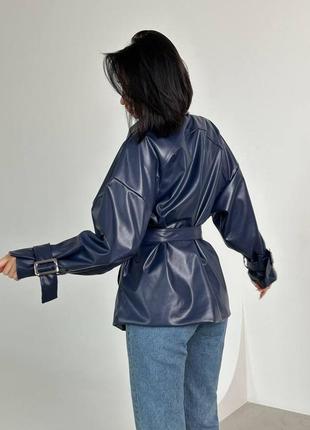 Жіноча шкіряна куртка в стилі h&m | демісезонна куртка з еко шкіри8 фото