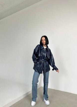 Жіноча шкіряна куртка в стилі h&m | демісезонна куртка з еко шкіри9 фото