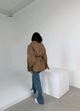 Женская кожаная куртка в стиле h&m |  демисезонная куртка из эко кожи6 фото