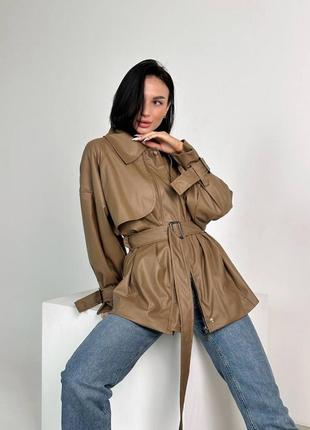 Женская кожаная куртка в стиле h&m |  демисезонная куртка из эко кожи3 фото