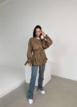 Жіноча шкіряна куртка в стилі h&m | демісезонна куртка з еко шкіри4 фото