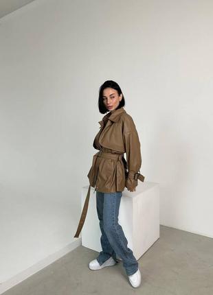 Жіноча шкіряна куртка в стилі h&m | демісезонна куртка з еко шкіри5 фото