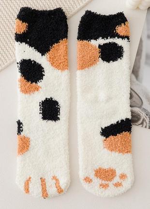 Теплі м'які плюшеві шкарпетки лапки кота, котячі лапи, домашні милі шкарпеточки, будь як кіт, котик1 фото