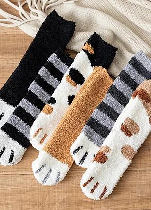 Теплые мягкие носки лапки кота, кошачьи лапы, домашние милые носочки, будь как кот, котик5 фото