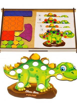 Мозаїка дитяча дерев'яна "динозаврик", 17*24*1см, ань-янь, україна, псд193