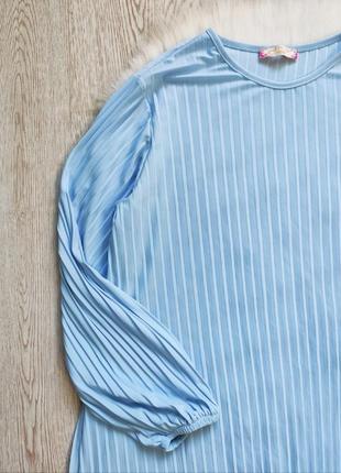 Голубая юбка плиссе макси длинная миди комплект асимметричная туника плиссировка батал6 фото
