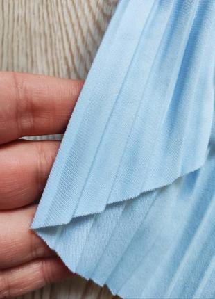 Голубая юбка плиссе макси длинная миди комплект асимметричная туника плиссировка батал10 фото