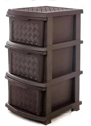 Пластиковый комод, шкафчик, органайзер, тумбочка в коричневом цвете на 3 ящика2 фото