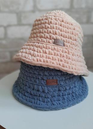 В'язана тепла плюшева жіноча шапка панама капелюх шляпа тренд сезону