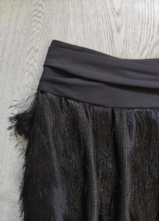 Черная длинная юбка макси миди сетка мини подкладка с бахромой дизайнерская balunova7 фото